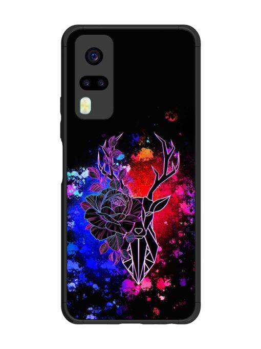 Floral Deer Art Glossy Metal Phone Cover for Vivo Y31