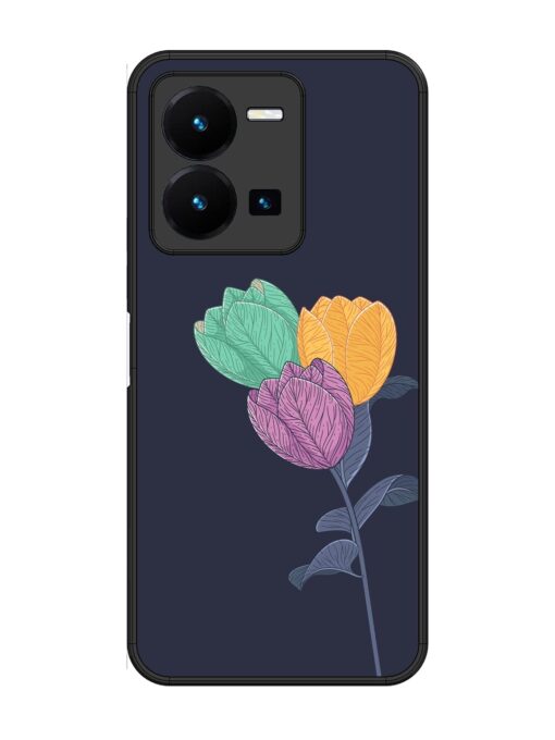 Flower Vector Glossy Metal Phone Cover for Vivo Y35 Zapvi