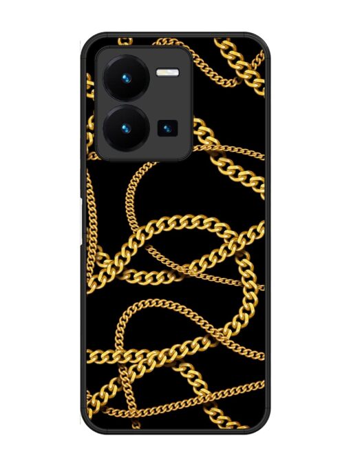 Decorative Golde Chain Glossy Metal Phone Cover for Vivo Y35 Zapvi