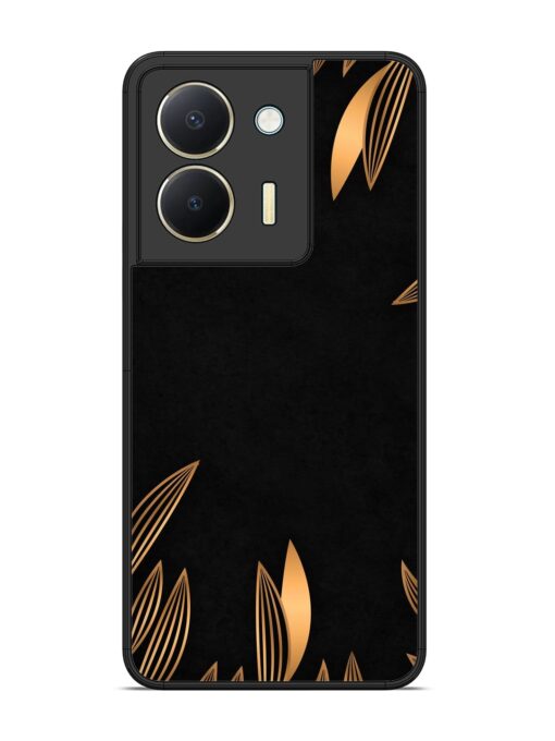 Golden Leaf Pattern Glossy Metal Phone Cover for Vivo Y36