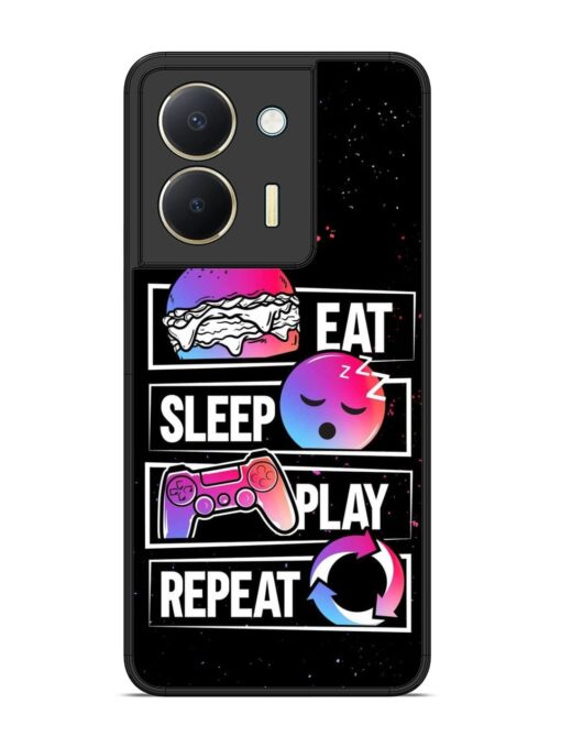 Eat Sleep Play Repeat Glossy Metal Phone Cover for Vivo Y36