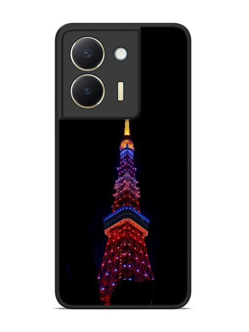 Eiffel Tower Night View Glossy Metal Phone Cover for Vivo Y36