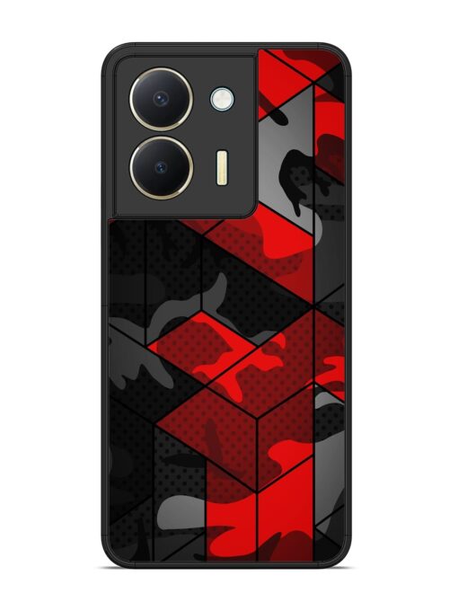 Royal Red Camouflage Pattern Glossy Metal Phone Cover for Vivo Y36