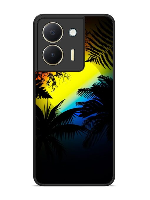 Colorful Sunset With Palm Trees Glossy Metal Phone Cover for Vivo Y36