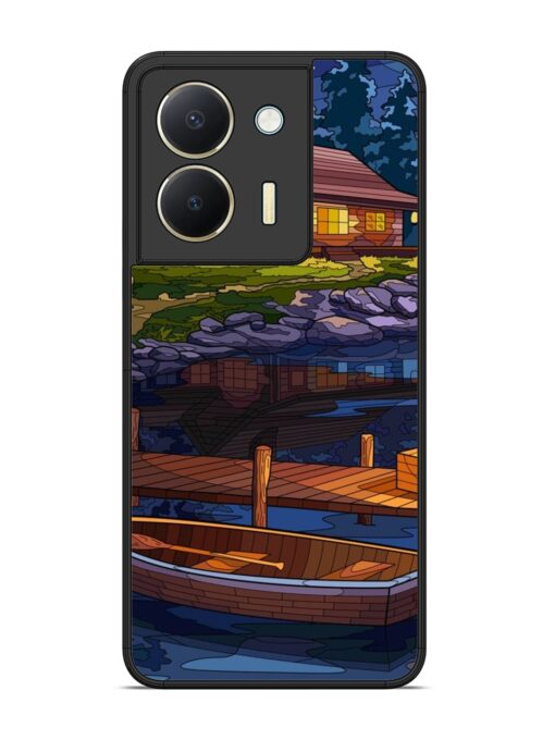 Village Night Scene Glossy Metal Phone Cover for Vivo Y36 Zapvi