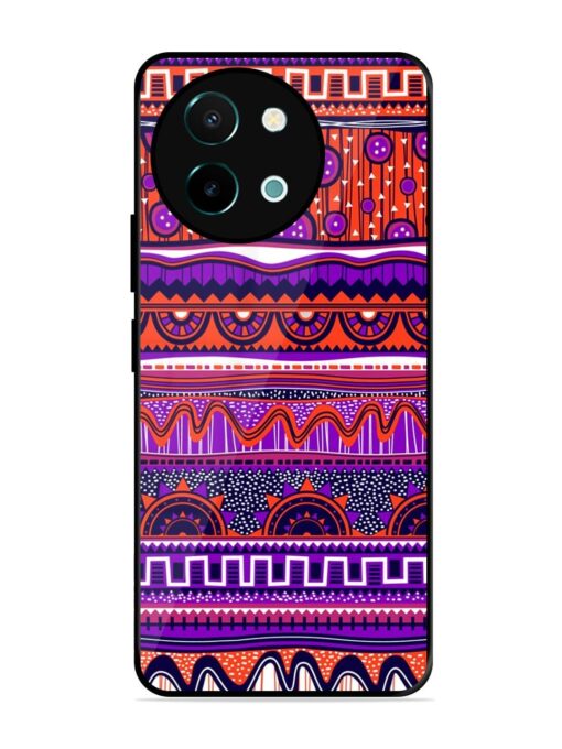 Ethnic Seamless Pattern Glossy Metal TPU Phone Cover for Vivo Y38 (5G) Zapvi