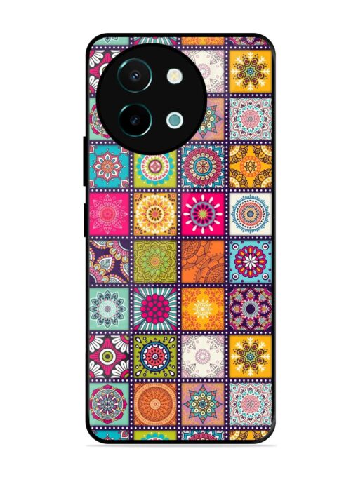 Seamless Pattern Vintage Glossy Metal Phone Cover for Vivo Y38 (5G)