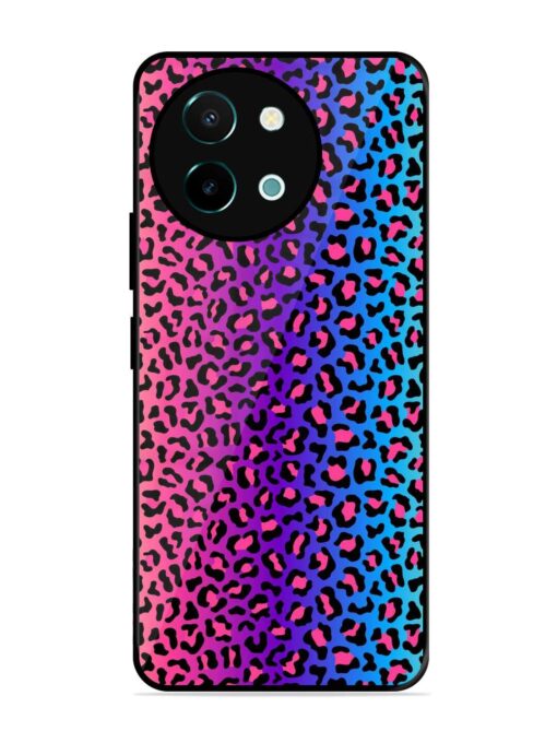 Colorful Leopard Seamless Glossy Metal Phone Cover for Vivo Y38 (5G)