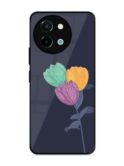 Flower Vector Glossy Metal Phone Cover for Vivo Y38 (5G)