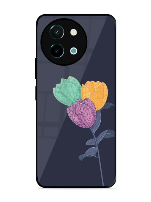 Flower Vector Glossy Metal Phone Cover for Vivo Y38 (5G) Zapvi