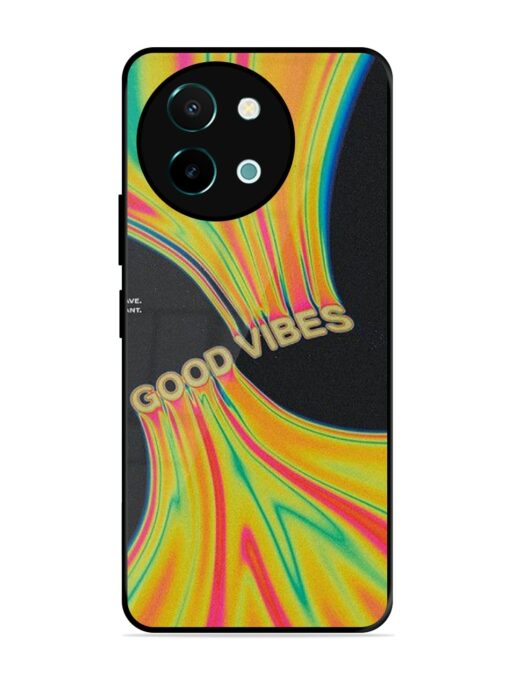 Good Vibes Glossy Metal Phone Cover for Vivo Y38 (5G) Zapvi