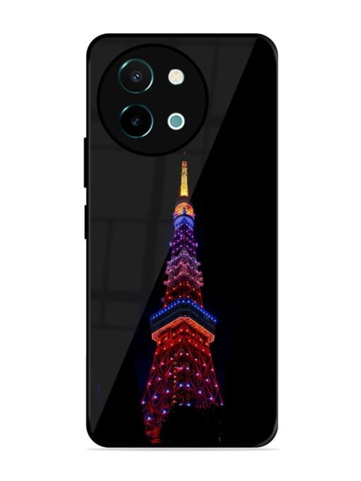 Eiffel Tower Night View Glossy Metal Phone Cover for Vivo Y38 (5G) Zapvi