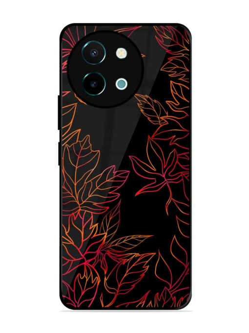 Red Floral Pattern Glossy Metal Phone Cover for Vivo Y38 (5G) Zapvi