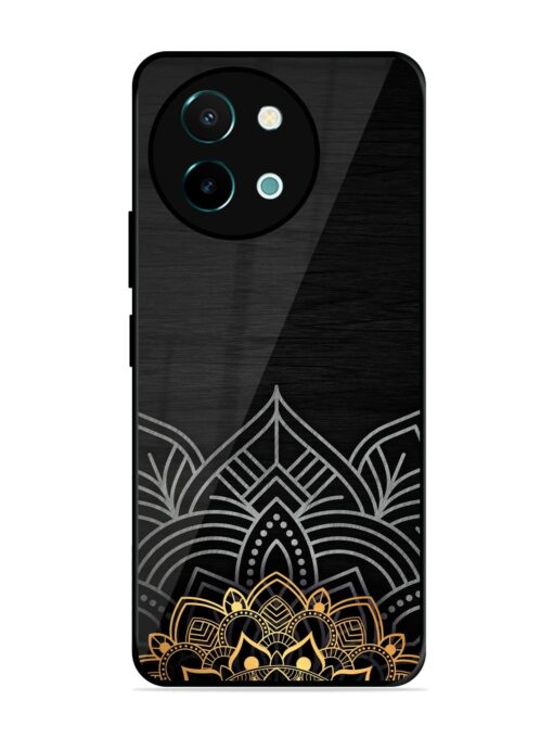 Decorative Golden Pattern Glossy Metal Phone Cover for Vivo Y38 (5G) Zapvi