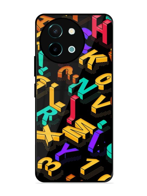 Seamless Pattern With Letters Glossy Metal Phone Cover for Vivo Y38 (5G) Zapvi