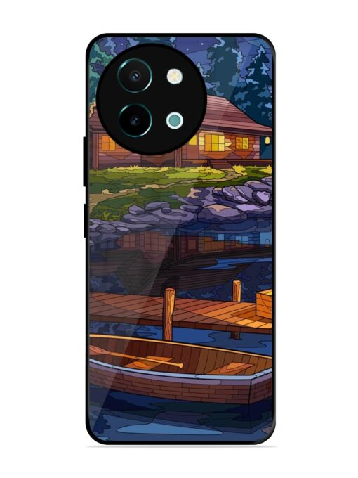 Village Night Scene Glossy Metal Phone Cover for Vivo Y38 (5G) Zapvi