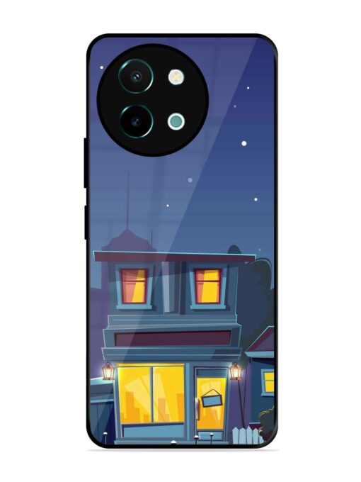 Vector Night House Glossy Metal Phone Cover for Vivo Y38 (5G)