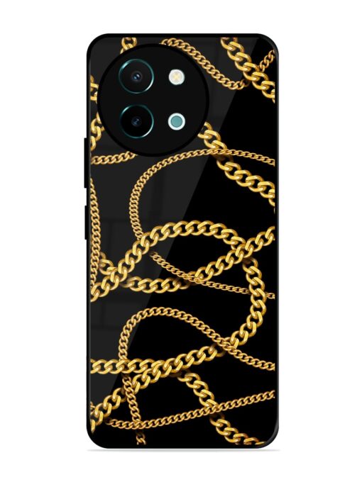 Decorative Golde Chain Glossy Metal Phone Cover for Vivo Y38 (5G)