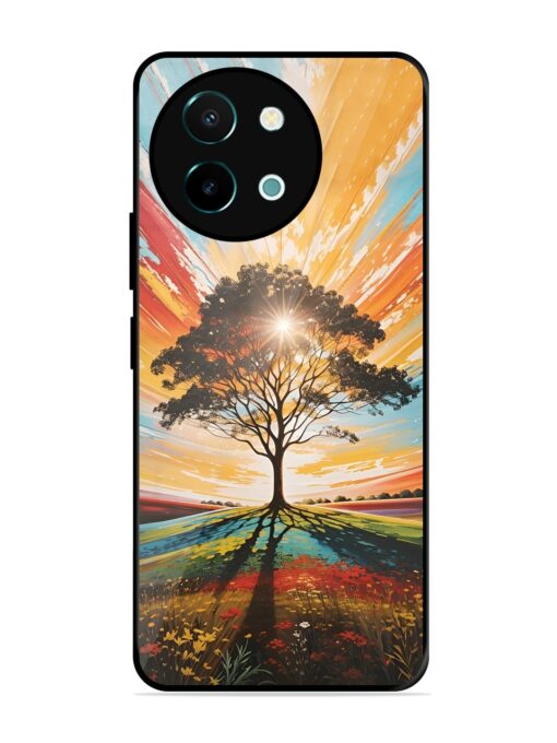 Abstract Tree Colorful Art Glossy Metal Phone Cover for Vivo Y38 (5G) Zapvi