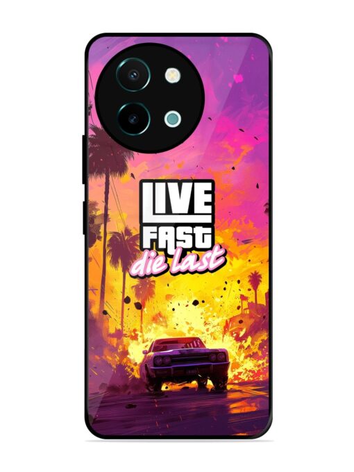 Live Fast Glossy Metal Phone Cover for Vivo Y38 (5G) Zapvi