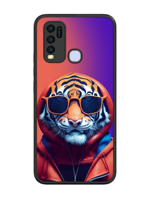 Tiger Animation Glossy Metal Phone Cover for Vivo Y50 Zapvi