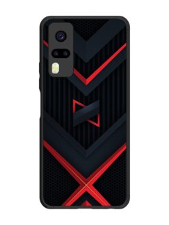 Red Gray Abstract Glossy Metal Phone Cover for Vivo Y51