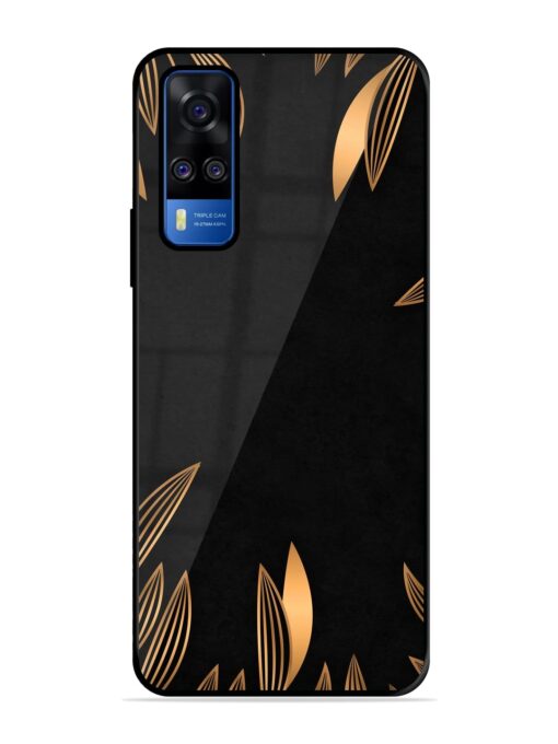 Golden Leaf Pattern Glossy Metal Phone Cover for Vivo Y51A