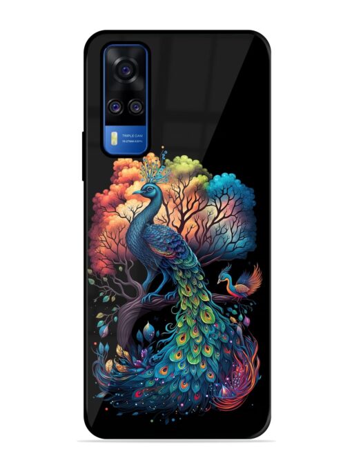 Peacock Tree Art Glossy Metal Phone Cover for Vivo Y51A Zapvi