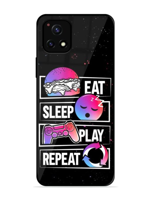 Eat Sleep Play Repeat Glossy Metal Phone Cover for Vivo Y52S Zapvi