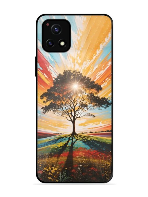 Abstract Tree Colorful Art Glossy Metal Phone Cover for Vivo Y52S Zapvi