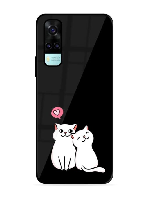 Cat Love Glossy Metal Phone Cover for Vivo Y53S