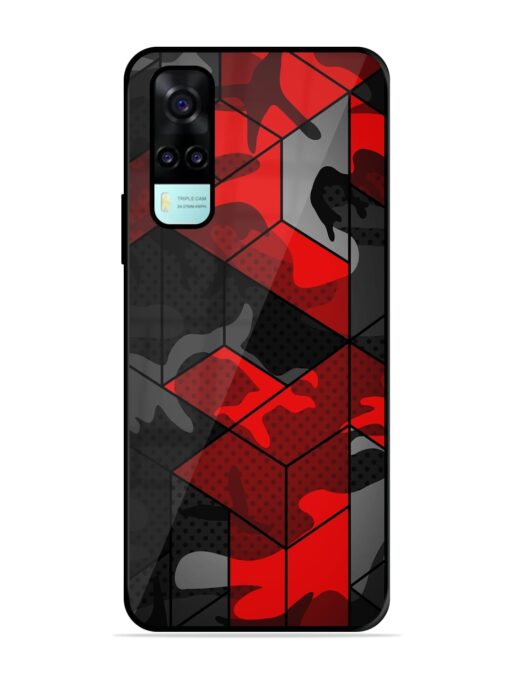 Royal Red Camouflage Pattern Glossy Metal Phone Cover for Vivo Y53S Zapvi