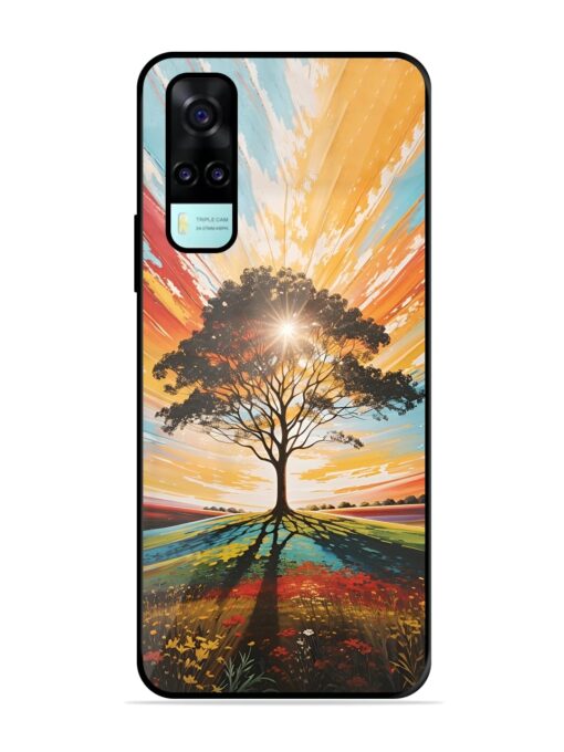 Abstract Tree Colorful Art Glossy Metal Phone Cover for Vivo Y53S Zapvi