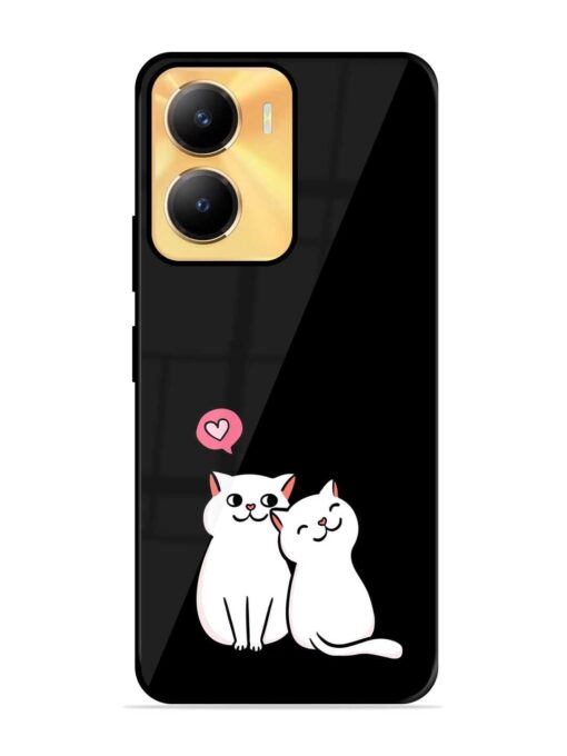 Cat Love Glossy Metal Phone Cover for Vivo Y56 (5G)