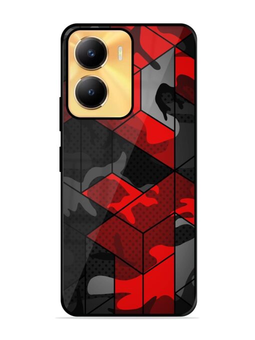 Royal Red Camouflage Pattern Glossy Metal Phone Cover for Vivo Y56 (5G)