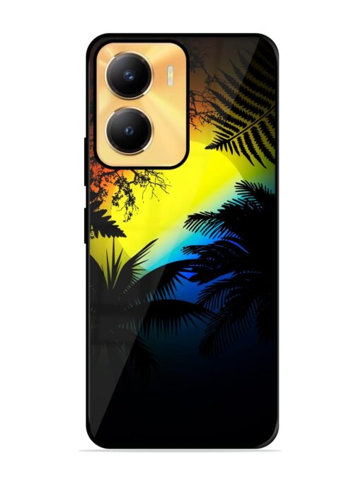 Colorful Sunset With Palm Trees Glossy Metal Phone Cover for Vivo Y56 (5G)