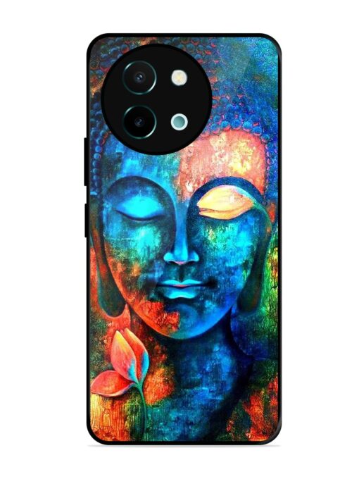 Buddha Painting Glossy Metal Phone Cover for Vivo Y58 (5G)