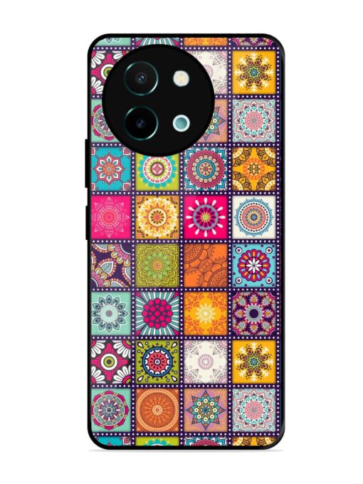 Seamless Pattern Vintage Glossy Metal Phone Cover for Vivo Y58 (5G)