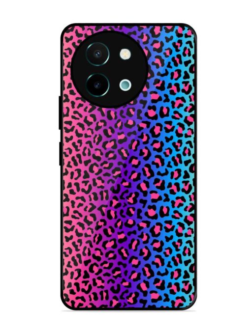 Colorful Leopard Seamless Glossy Metal Phone Cover for Vivo Y58 (5G)