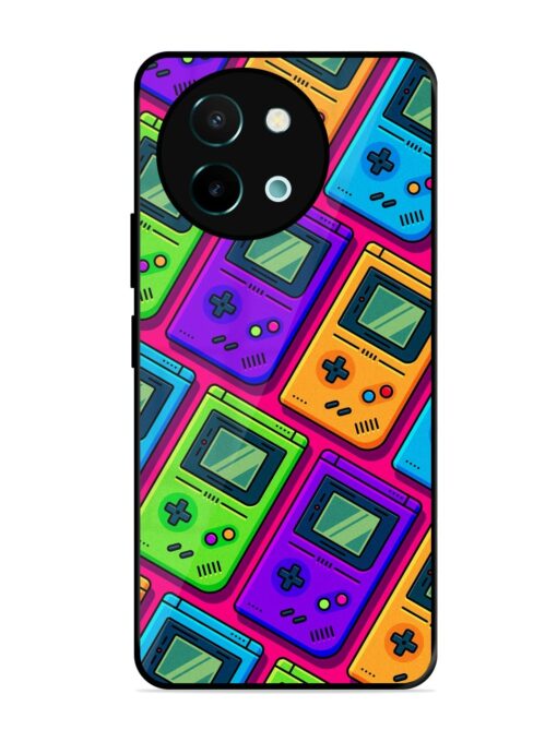 Game Seamless Pattern Glossy Metal Phone Cover for Vivo Y58 (5G)