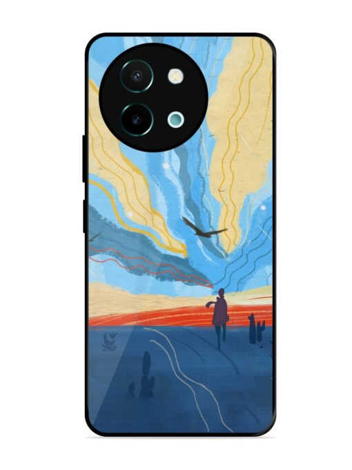 Minimal Abstract Landscape Glossy Metal Phone Cover for Vivo Y58 (5G)