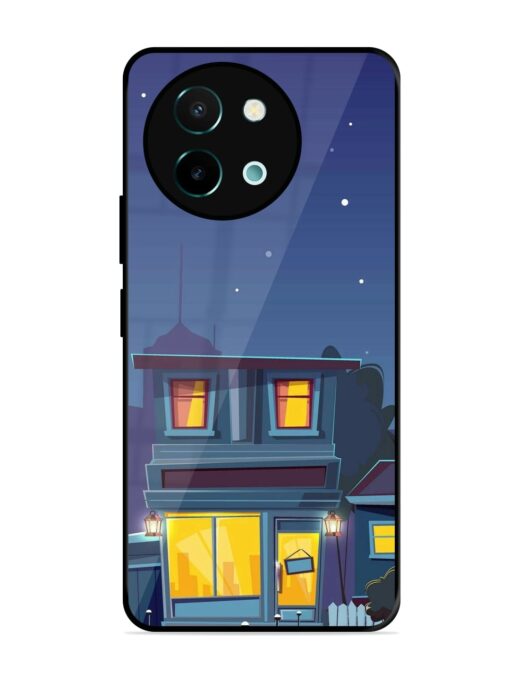 Vector Night House Glossy Metal Phone Cover for Vivo Y58 (5G)