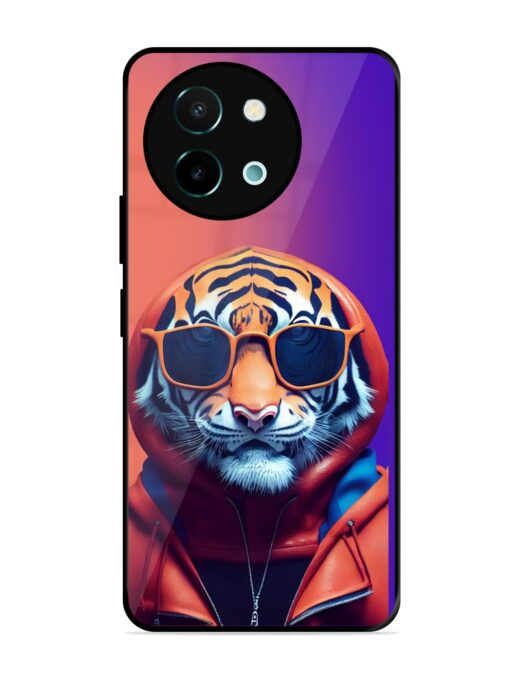 Tiger Animation Glossy Metal Phone Cover for Vivo Y58 (5G)