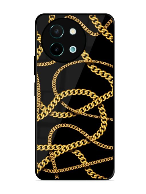 Decorative Golde Chain Glossy Metal Phone Cover for Vivo Y58 (5G)