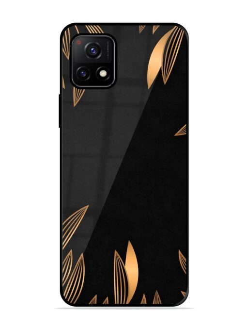 Golden Leaf Pattern Glossy Metal Phone Cover for Vivo Y72 (5G)