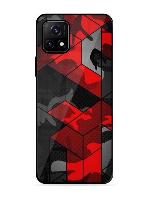 Royal Red Camouflage Pattern Glossy Metal Phone Cover for Vivo Y72 (5G) Zapvi