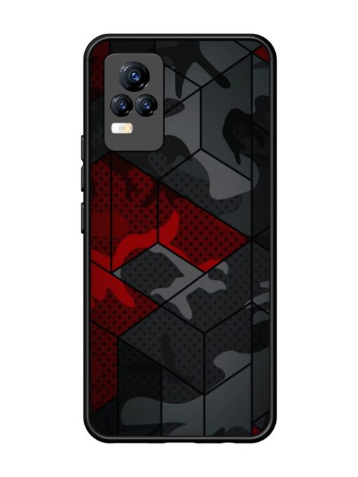 Red And Grey Pattern Glossy Metal Phone Cover for Vivo Y73