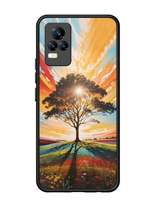 Abstract Tree Colorful Art Glossy Metal Phone Cover for Vivo Y73 Zapvi