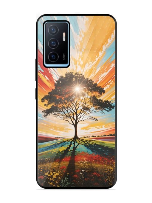 Abstract Tree Colorful Art Glossy Metal Phone Cover for Vivo Y75 (4G) Zapvi