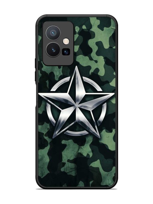 Indian Army Star Design Glossy Metal Phone Cover for Vivo Y75 (5G) Zapvi